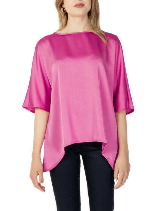 Sandro Ferrone Women's Summer Blouse with 3/4 Sleeve Fuchsia