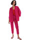 Women's High-waisted Fabric Trousers Slim Fit Fuchsia