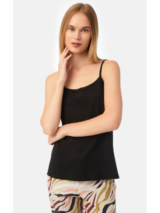 Minerva Summer Women's Cotton Pyjama Top Black
