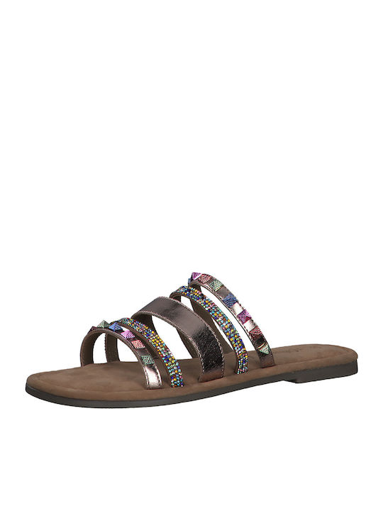 Damen Flache Sandalen Rosa Gold