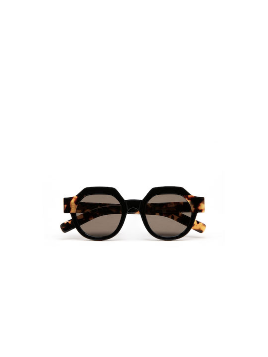 Kaleos Women's Sunglasses with Black Tartaruga Plastic Frame and Brown Lens Drysdale 1