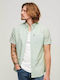 Oxford Κοντομάνικο Πουκάμισο σε Στενή Γραμμή Light Green