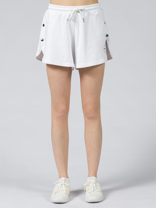 Gsa Pantaloni scurți curbați lateral pentru femei 3/4 picioare alb