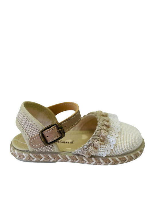 Kids Espradrilles with Adjustable Metal Clasp Beige