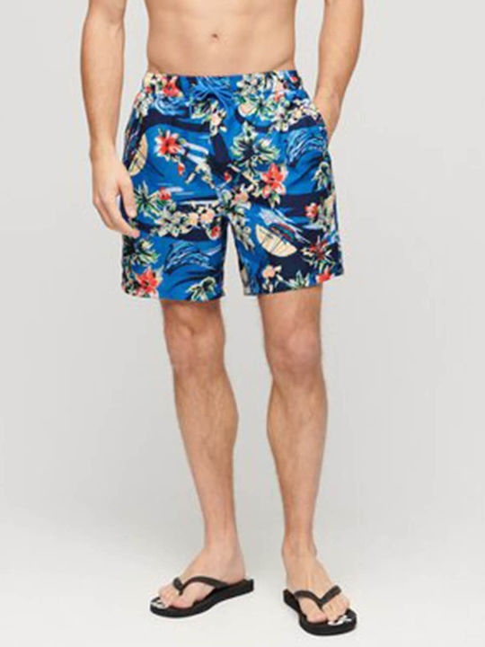 Superdry Ovin Hawaiian Ανδρικό Μαγιό Σορτς Μπλε