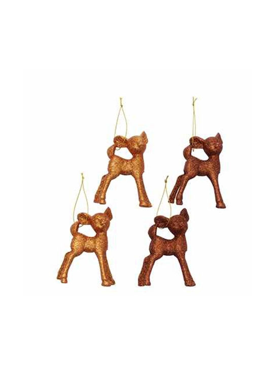 Ornament Deer Set/2 2/ass Weihnachten Braun Kunststoff Mina H10 L9 Cm