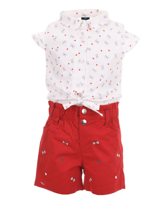 Restart Kids Set with Shorts Summer 3pcs white-red