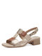 Tamaris Leather Women's Sandals Tabac Brown with Low Heel