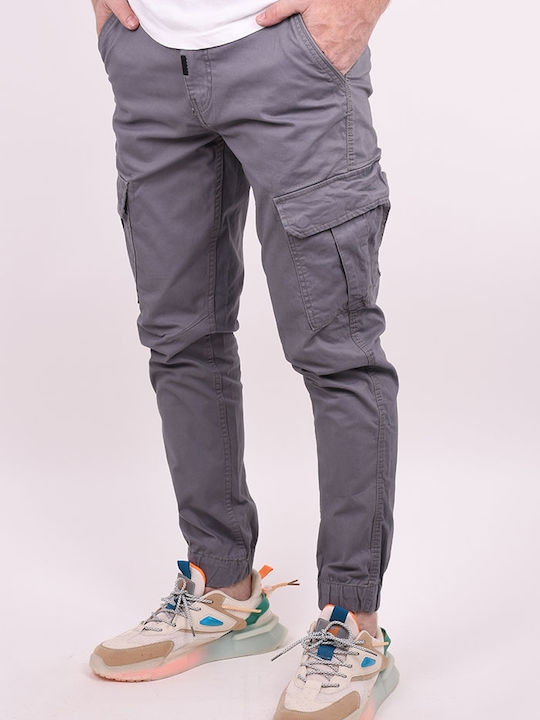 Double Pantaloni Elastic cu Croială Slim Gray