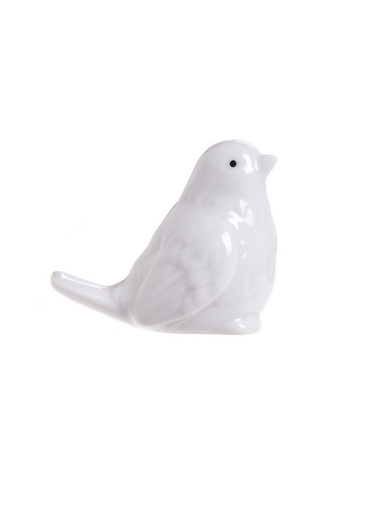 Weihnachtliche Keramisch Figur Kleiner Vogel Weiß
