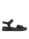 Leather Women's Flat Sandals Black