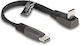 DeLock Flat / Braided USB 2.0 Cable USB-C male - USB-C 60W PD Μαύρο 0.14m 80750