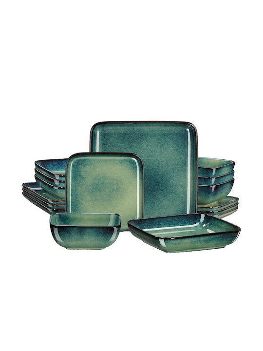 Set de Farfurii Ceramic Verde 16buc