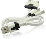 3-in-1 Usb Plat Cablu USB la Fulgerul / micro USB cu mai multe porturi Alb 0.15m (10990)