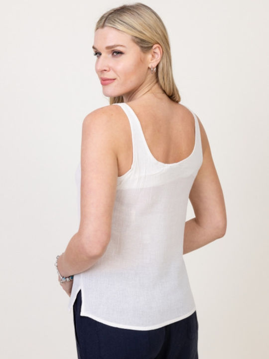 Pronomio Women's Blouse Cotton with Straps White