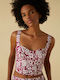 Emme Marella Women's Crop Top Cotton with Straps Floral Raspberry