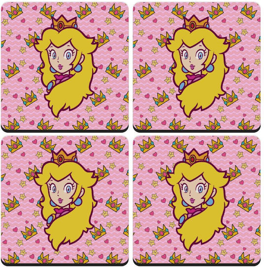 Koupakoupa Princess Peach Untersetzer Hölzernes Orange 4Stück Koupakoupa Princess Peach Untersetzer Hölzernes Orange 4Stück