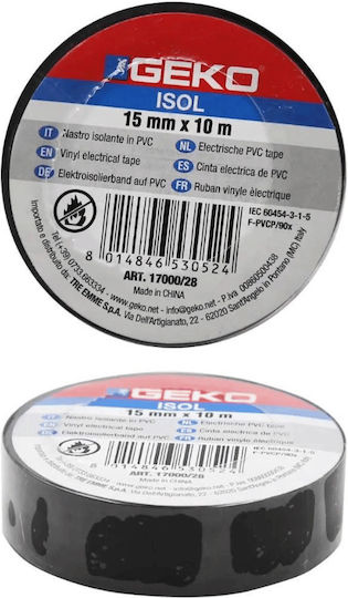 Geko Insulation Tape 15mm x 10m Black