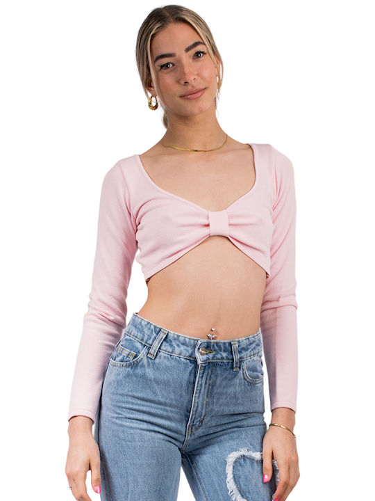 Combos Knitwear Top de Damă Crop Pink