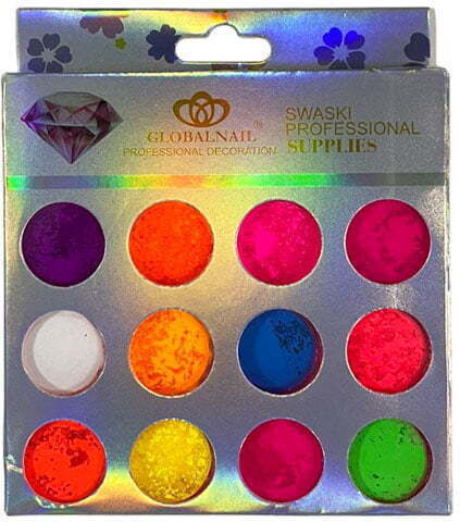 Globalnail Pigment Manicure Jars Nail Decoration 12 Colors Pigments Pigments Powder