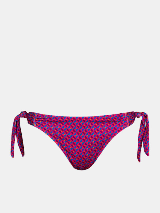 Windy Print Bikini Slip with Ties Purple