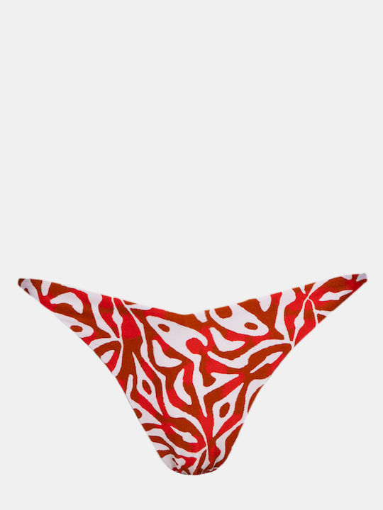 Bikini Inferioare Brazilia Roșii Cu Imprimeu Corali