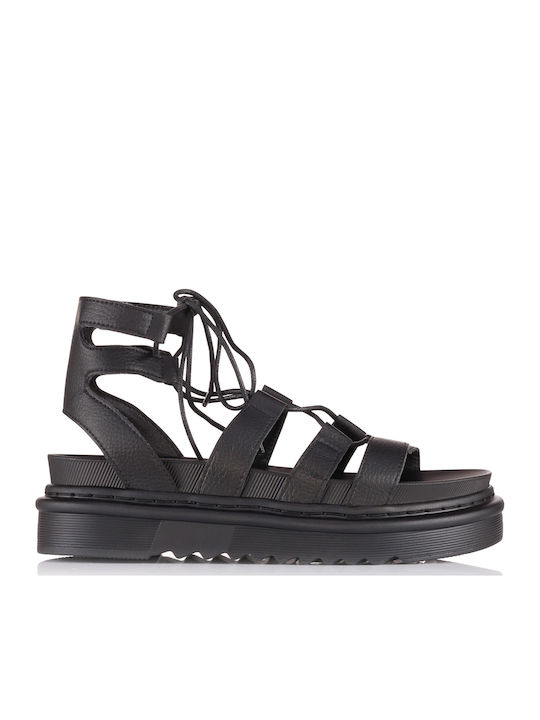 Leather Women's Flat Sandals Black