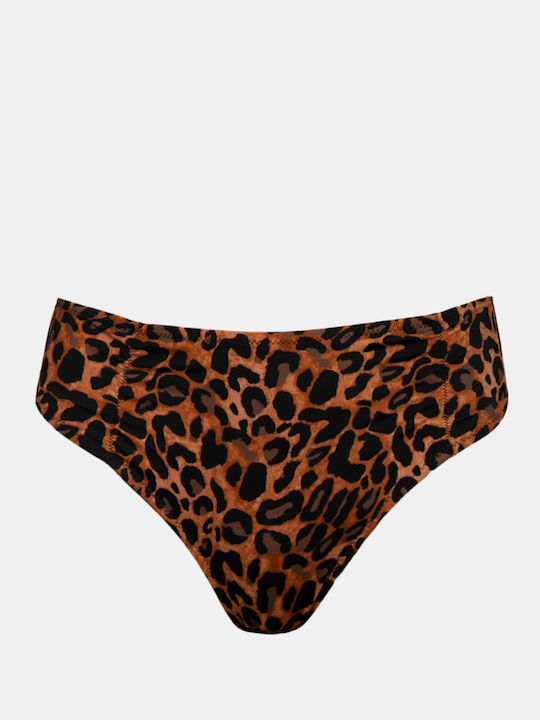 Leo Print Bikini Slip Καφέ