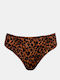 Leo Print Bikini Slip Καφέ