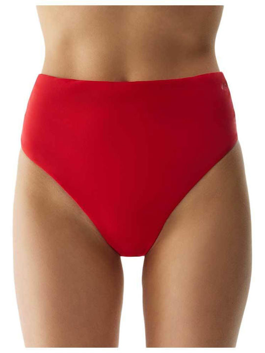 4F Bikini Slip Hohe Taille Rot