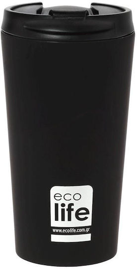 Ecolife Glass Thermos Stainless Steel BPA Free 370ml Black