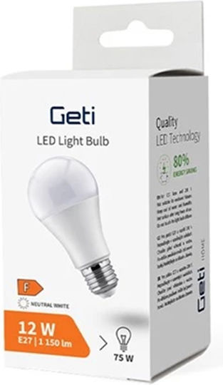 Geti Λάμπα LED 12W για Ντουί E27 και Σχήμα A60 Φυσικό Λευκό