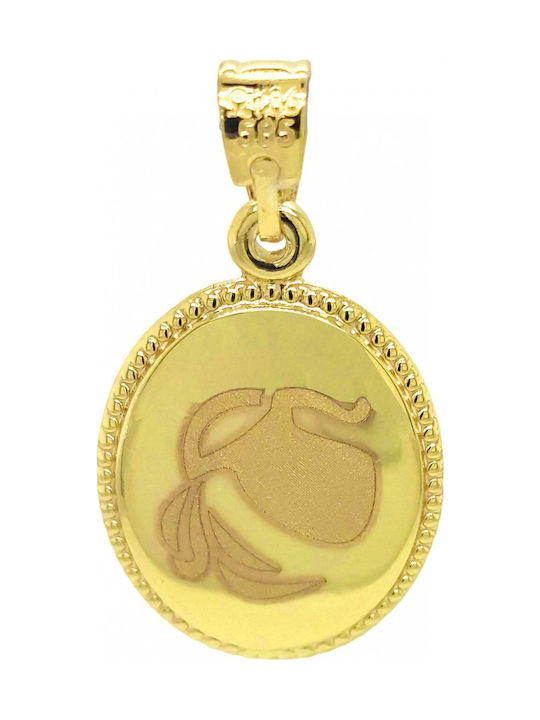 Anhänger Zodiac Gold Zodiac 14k Aquarius Double Faced Virgin Mary