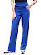 Women's High-waisted Fabric Trousers Blue
