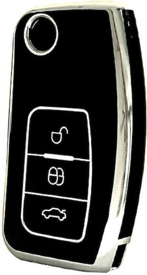 Car Key Cover Case made of with 3 Buttons for Ford in Black Color