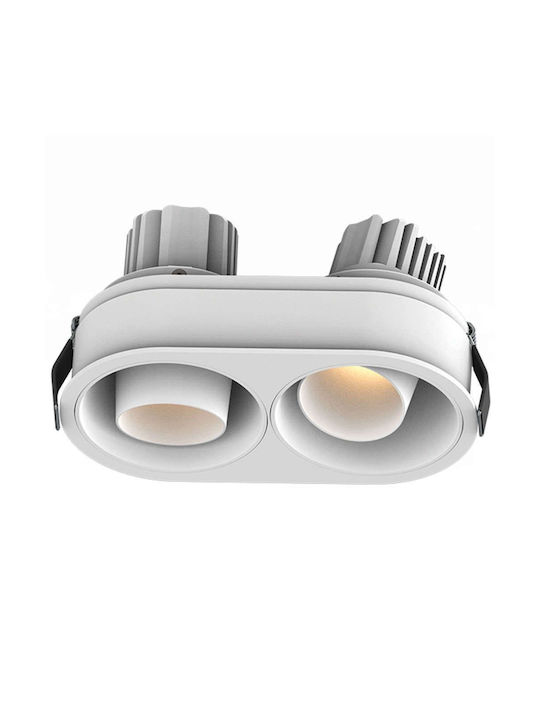 Ceiling Light Spot Recessed S175 17,1x9,1x9,1cm 2xled 1440lm 10w 3000k White