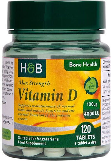 Holland & Barrett Vitamin D Vitamin for Immune System Boost & Bone Health 4000iu 120 Tablets