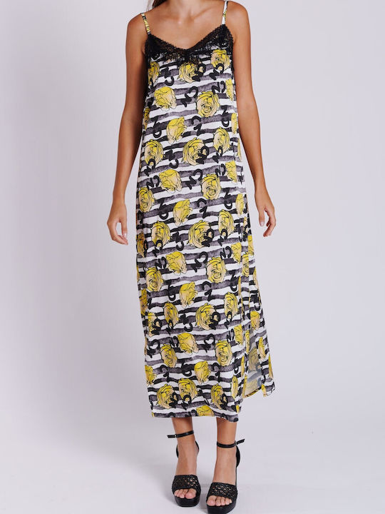 Collectiva Noir Maxi Dress with Ruffle YELLOW