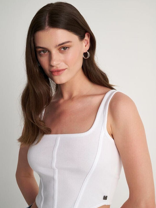 Attrattivo Women's Crop Top Cotton Sleeveless White