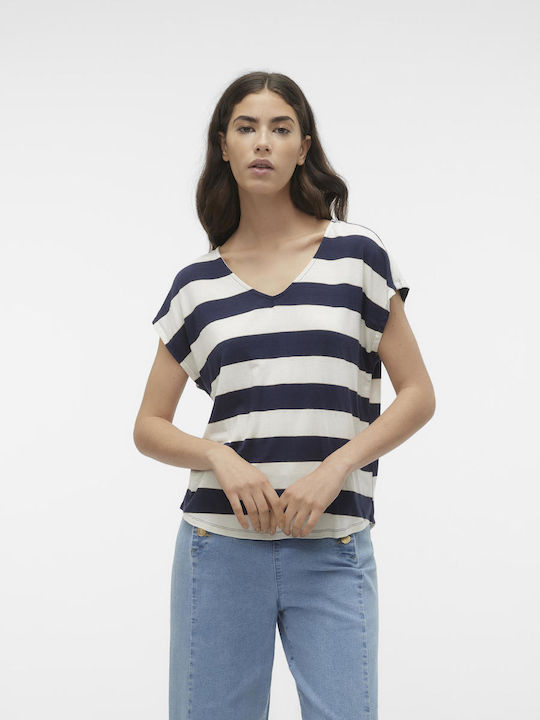 Vero Moda Damen T-shirt mit V-Ausschnitt Navy Blue