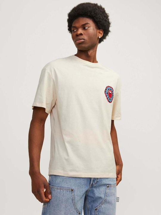 Jack & Jones T-shirt Bărbătesc cu Mânecă Scurtă Bej