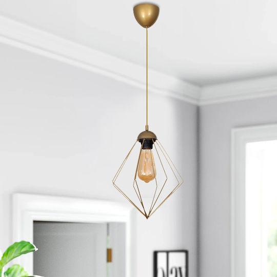 Megapap Nura Pendant Light Gold with Socket E27 24x24x72cm