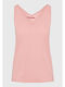 Funky Buddha Women's Blouse Cotton Sleeveless with V Neckline Pink Blossom