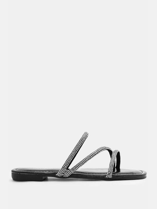 Luigi Synthetic Leather Women's Sandals with Strass Black