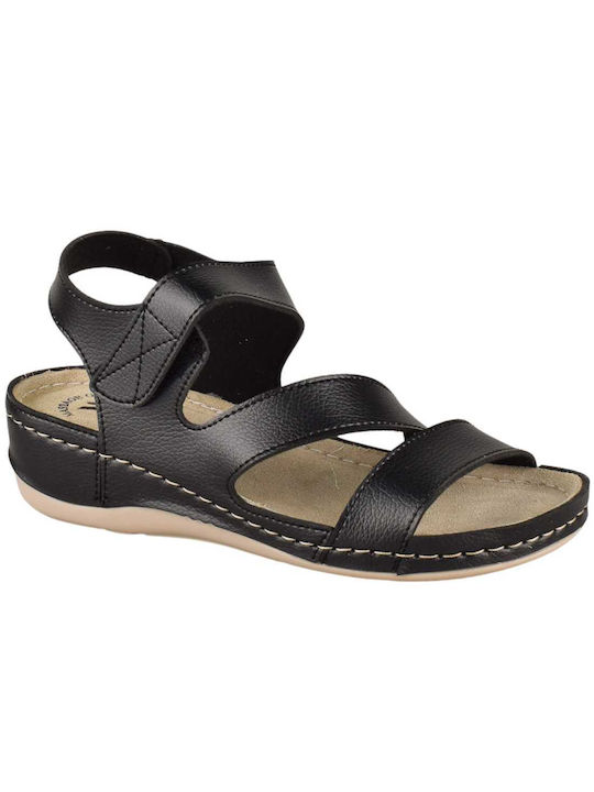 Vesna Damen Flache Sandalen Anatomisch in Schwarz Farbe