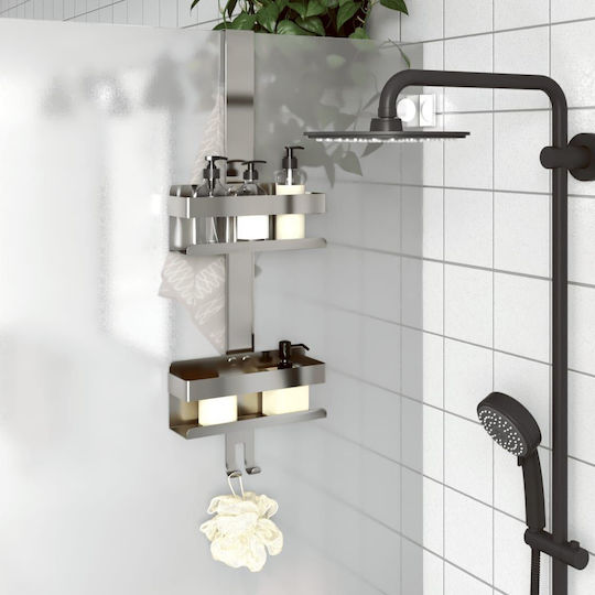 vidaXL An der Wand montiert Badezimmerregal Metallisch 24x6.5x10cm Silber