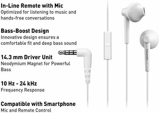 Panasonic In-ear headphones In Ear White RPTCM55EW