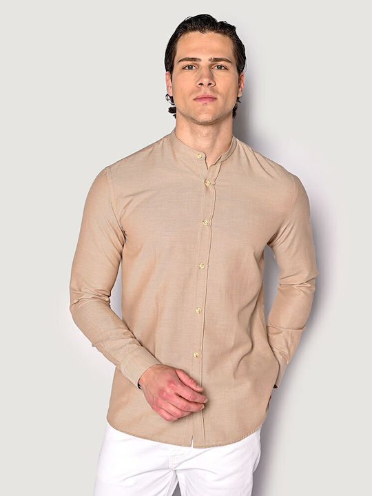 Langärmlig Baumwolle Hemd Beige