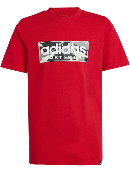 adidas Tricou pentru copii Roșu Camo Linear Gra...