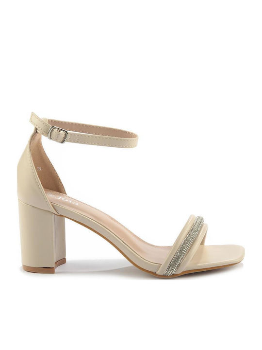 Fshoes Sandale cu strasuri Bej